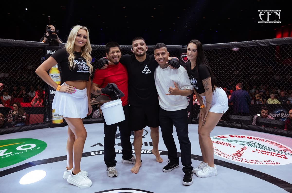 Coach Cris with the Ark Wave team after an MMA fight